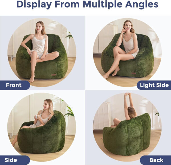 MAXYOYO Bean Bag Chair, Comfy Bean Bag Sofa with Back Support, Faux Fur Bean Bag Chair for Adults and Kids, Stuffed Floor Sofa for Living Room, Bedroom, Apartment, Beige