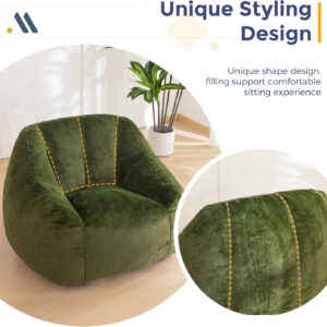 MAXYOYO Bean Bag Chair, Comfy Bean Bag Sofa with Back Support, Faux Fur Bean Bag Chair for Adults and Kids, Stuffed Floor Sofa for Living Room, Bedroom, Apartment, Beige