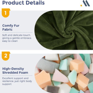 MAXYOYO Bean Bag Chair, Comfy Bean Bag Sofa with Back Support, Faux Fur Bean Bag Chair for Adults and Kids, Stuffed Floor Sofa for Living Room, Bedroom, Apartment, Beige