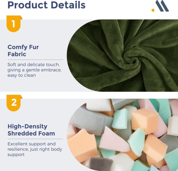 MAXYOYO Bean Bag Chair, Comfy Bean Bag Sofa with Back Support, Faux Fur Bean Bag Chair for Adults and Kids, Stuffed Floor Sofa for Living Room, Bedroom, Apartment, Beige