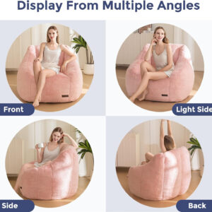 MAXYOYO Bean Bag Chair, Comfy Bean Bag Sofa with Back Support, Faux Fur Bean Bag Chair for Adults and Kids, Stuffed Floor Sofa for Living Room, Bedroom, Apartment, Beige