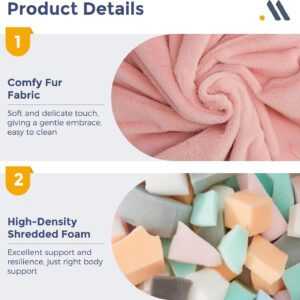 MAXYOYO Bean Bag Chair, Comfy Bean Bag Sofa with Back Support, Faux Fur Bean Bag Chair for Adults and Kids, Stuffed Floor Sofa for Living Room, Bedroom, Apartment, Beige