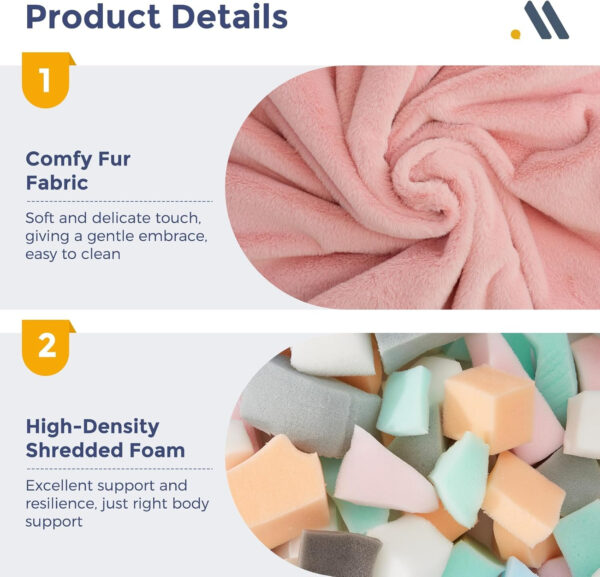 MAXYOYO Bean Bag Chair, Comfy Bean Bag Sofa with Back Support, Faux Fur Bean Bag Chair for Adults and Kids, Stuffed Floor Sofa for Living Room, Bedroom, Apartment, Beige