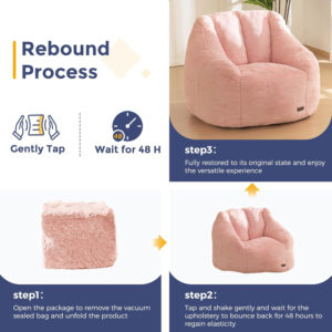 MAXYOYO Bean Bag Chair, Comfy Bean Bag Sofa with Back Support, Faux Fur Bean Bag Chair for Adults and Kids, Stuffed Floor Sofa for Living Room, Bedroom, Apartment, Beige