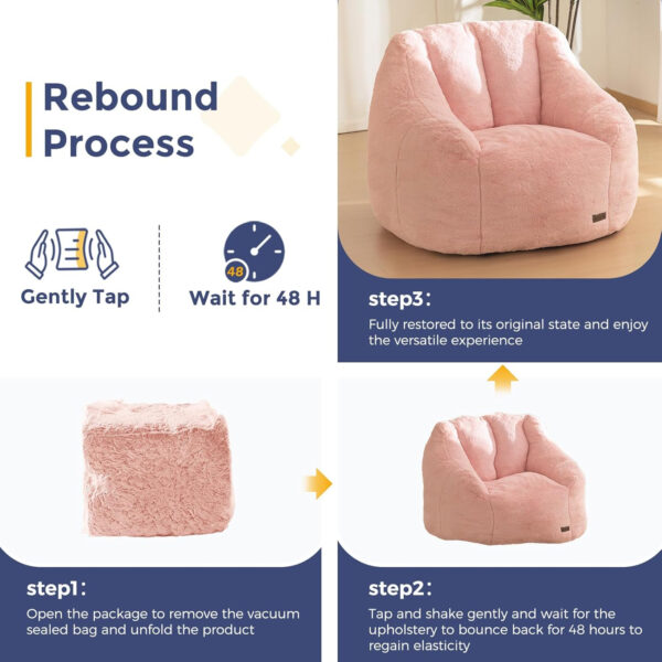 MAXYOYO Bean Bag Chair, Comfy Bean Bag Sofa with Back Support, Faux Fur Bean Bag Chair for Adults and Kids, Stuffed Floor Sofa for Living Room, Bedroom, Apartment, Beige