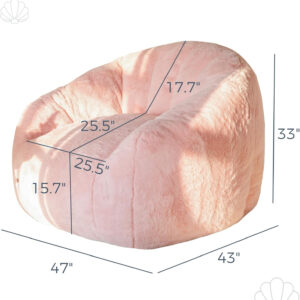 MAXYOYO Giant Bean Bag Chair, Oversized Bean Bag Couch for Adults and Kids, Faux Fur Shell-Shaped Large Chair with Filler, Stuffed Big Accent Sofa Lounge Floor Sofa for Gaming, Reading, Dark Grey