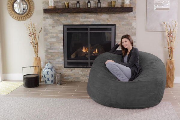 6887e0890abc8b7f9b15edb2eab88e2812c0e6e2c8b3011c7362a.jpg Chill Sack Bean Bag Chair - 5' Giant Memory Foam Lounge Chair with Soft Microfiber Cover – Cozy Furniture for Living Room, Dorm, & Kids' Rooms – Comfortable 5 Ft, Microsuede Lounge Sofa, Charcoal