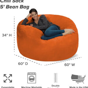 6887e094b07e7bec5ed3c10f7a731fe07900365883355c30cc39b.jpg Chill Sack Bean Bag Chair - 5' Giant Memory Foam Lounge Chair with Soft Microfiber Cover – Cozy Furniture for Living Room, Dorm, & Kids' Rooms – Comfortable 5 Ft, Microsuede Lounge Sofa, Charcoal