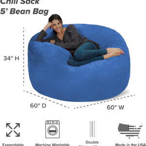 6887e0ba3dfeb26a8fbfb66b5eb6c640ad0186c4a69d9bba80c1b.jpg Chill Sack Bean Bag Chair - 5' Giant Memory Foam Lounge Chair with Soft Microfiber Cover – Cozy Furniture for Living Room, Dorm, & Kids' Rooms – Comfortable 5 Ft, Microsuede Lounge Sofa, Charcoal