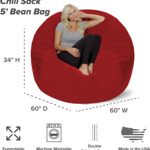 6887e0c5cefdc675fb53a620179ec65651fec6896f33c720070bb.jpg Chill Sack Bean Bag Chair - 5' Giant Memory Foam Lounge Chair with Soft Microfiber Cover – Cozy Furniture for Living Room, Dorm, & Kids' Rooms – Comfortable 5 Ft, Microsuede Lounge Sofa, Charcoal
