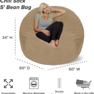 6887e0cd69aacb800ad4243dc395d23d2561d98fa266a9e2fb574.jpg Chill Sack Bean Bag Chair - 5' Giant Memory Foam Lounge Chair with Soft Microfiber Cover – Cozy Furniture for Living Room, Dorm, & Kids' Rooms – Comfortable 5 Ft, Microsuede Lounge Sofa, Charcoal