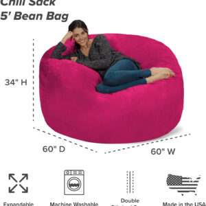 6887e0dc37165613907353b396227447bfd0ba3897e4b5f52e701.jpg Chill Sack Bean Bag Chair - 5' Giant Memory Foam Lounge Chair with Soft Microfiber Cover – Cozy Furniture for Living Room, Dorm, & Kids' Rooms – Comfortable 5 Ft, Microsuede Lounge Sofa, Charcoal