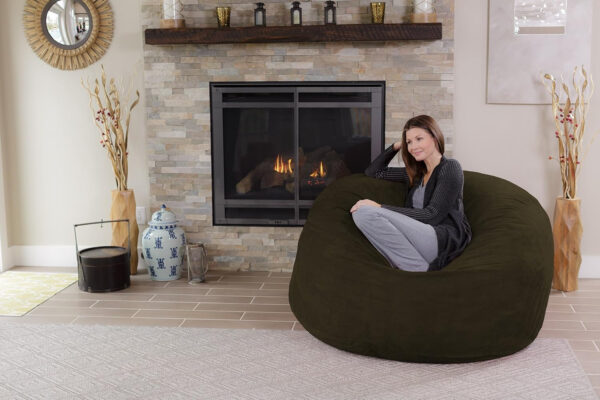 6887e0ef2eebaceae7c7274f87668e809ab530619461536a0a5c7.jpg Chill Sack Bean Bag Chair - 5' Giant Memory Foam Lounge Chair with Soft Microfiber Cover – Cozy Furniture for Living Room, Dorm, & Kids' Rooms – Comfortable 5 Ft, Microsuede Lounge Sofa, Charcoal