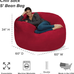 6887e0f845d77888fcc8b6f5e04418e60afadcd003b3f1aadf7a4.jpg Chill Sack Bean Bag Chair - 5' Giant Memory Foam Lounge Chair with Soft Microfiber Cover – Cozy Furniture for Living Room, Dorm, & Kids' Rooms – Comfortable 5 Ft, Microsuede Lounge Sofa, Charcoal