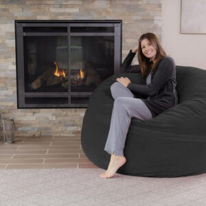 6887e1063fea0c0eeb522b06cc9321382c72f38cf22a2abe63c18.jpg Chill Sack Bean Bag Chair - 5' Giant Memory Foam Lounge Chair with Soft Microfiber Cover – Cozy Furniture for Living Room, Dorm, & Kids' Rooms – Comfortable 5 Ft, Microsuede Lounge Sofa, Charcoal