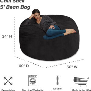 6887e111bd5c70b0dbc6743595624301476336792efaaa8e79883.jpg Chill Sack Bean Bag Chair - 5' Giant Memory Foam Lounge Chair with Soft Microfiber Cover – Cozy Furniture for Living Room, Dorm, & Kids' Rooms – Comfortable 5 Ft, Microsuede Lounge Sofa, Charcoal