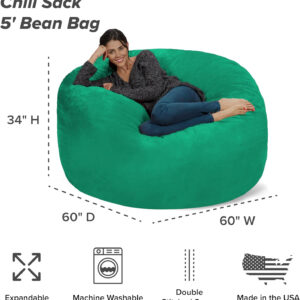 6887e14466994b294c0ca068f8ea733f92a44cd07edc447a1083b.jpg Chill Sack Bean Bag Chair - 5' Giant Memory Foam Lounge Chair with Soft Microfiber Cover – Cozy Furniture for Living Room, Dorm, & Kids' Rooms – Comfortable 5 Ft, Microsuede Lounge Sofa, Charcoal