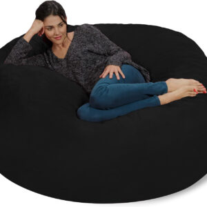 6887e15062366c34e71f72d50748fcc0dc8de4ec8f3b71c73ad35.jpg Chill Sack Bean Bag Chair - 5' Giant Memory Foam Lounge Chair with Soft Microfiber Cover – Cozy Furniture for Living Room, Dorm, & Kids' Rooms – Comfortable 5 Ft, Microsuede Lounge Sofa, Charcoal