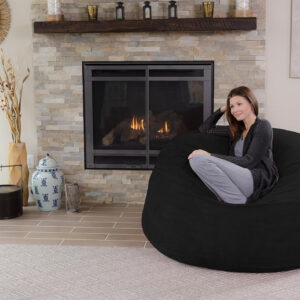 6887e1577d371c8015eb166a4aa13c46f9a043d261f6a25022421.jpg Chill Sack Bean Bag Chair - 5' Giant Memory Foam Lounge Chair with Soft Microfiber Cover – Cozy Furniture for Living Room, Dorm, & Kids' Rooms – Comfortable 5 Ft, Microsuede Lounge Sofa, Charcoal