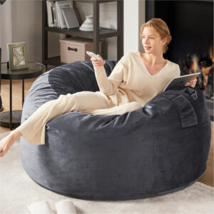 6887e1960cb5aa12343659d537794671b3794a981f0cef0b41ead.jpg Codi Bean Bag Chair with Filler Included, 4 FT - Comfy Large Beanbag Chairs for Adults - Machine Washable and Soft Mink Bonded Cover - Charcoal Grey, 4ft