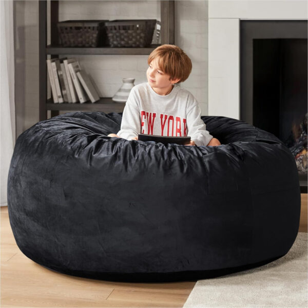 6887e1a2ef97e173bfbc806f5a8274d227162536e05aa7b6eb6dc.jpg Codi Bean Bag Chair with Filler Included, 4 FT - Comfy Large Beanbag Chairs for Adults - Machine Washable and Soft Mink Bonded Cover - Charcoal Grey, 4ft