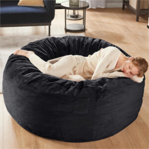 6887e1a45193e594d185e5c6e9d20996ef4592ca402d49d89f145.jpg Codi Bean Bag Chair with Filler Included, 4 FT - Comfy Large Beanbag Chairs for Adults - Machine Washable and Soft Mink Bonded Cover - Charcoal Grey, 4ft