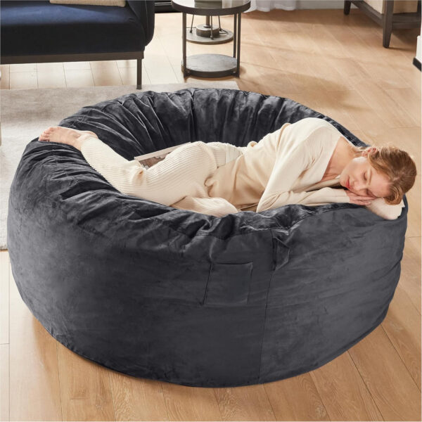 6887e1a8a2ab5f7741f5c419cb79e5ef60b6c7042ef9009726d2c.jpg Codi Bean Bag Chair with Filler Included, 4 FT - Comfy Large Beanbag Chairs for Adults - Machine Washable and Soft Mink Bonded Cover - Charcoal Grey, 4ft