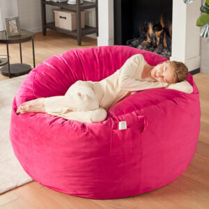 6887e1af8eaf93cd024b3af90907279b0a62bebaee5bd7a677776.jpg Codi Bean Bag Chair with Filler Included, 4 FT - Comfy Large Beanbag Chairs for Adults - Machine Washable and Soft Mink Bonded Cover - Charcoal Grey, 4ft