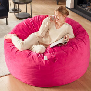 6887e1b10654ee0b29a1051d2174086b4a913584b5d06bc31b6ac.jpg Codi Bean Bag Chair with Filler Included, 4 FT - Comfy Large Beanbag Chairs for Adults - Machine Washable and Soft Mink Bonded Cover - Charcoal Grey, 4ft