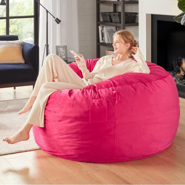 6887e1b2905d0e4c6c3b2cc3d5ec6819cc0e920433b666cbc3b00.jpg Codi Bean Bag Chair with Filler Included, 4 FT - Comfy Large Beanbag Chairs for Adults - Machine Washable and Soft Mink Bonded Cover - Charcoal Grey, 4ft