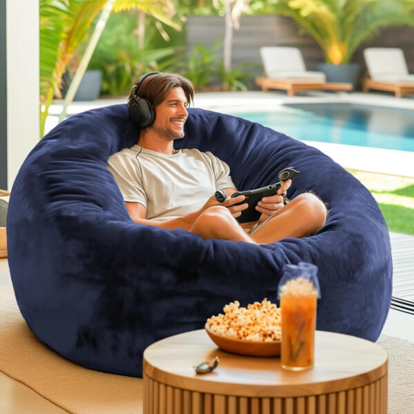 6887e1ba5ad9d6bb529c2d4333d3180892aacdeb33042cb3e64c9.jpg Codi Bean Bag Chair with Filler Included, 4 FT - Comfy Large Beanbag Chairs for Adults - Machine Washable and Soft Mink Bonded Cover - Charcoal Grey, 4ft