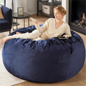 6887e1bbadc0b12782146aa75d7ebbc039590d6b833c0c925d807.jpg Codi Bean Bag Chair with Filler Included, 4 FT - Comfy Large Beanbag Chairs for Adults - Machine Washable and Soft Mink Bonded Cover - Charcoal Grey, 4ft