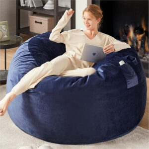 6887e1bd1107f2238f2a5ac9b68415d4d50ff243924ad2585fb02.jpg Codi Bean Bag Chair with Filler Included, 4 FT - Comfy Large Beanbag Chairs for Adults - Machine Washable and Soft Mink Bonded Cover - Charcoal Grey, 4ft
