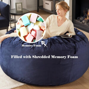 6887e1bfc13e6e45c515f4961015b7f75d1f444030f52d360c3b2.jpg Codi Bean Bag Chair with Filler Included, 4 FT - Comfy Large Beanbag Chairs for Adults - Machine Washable and Soft Mink Bonded Cover - Charcoal Grey, 4ft