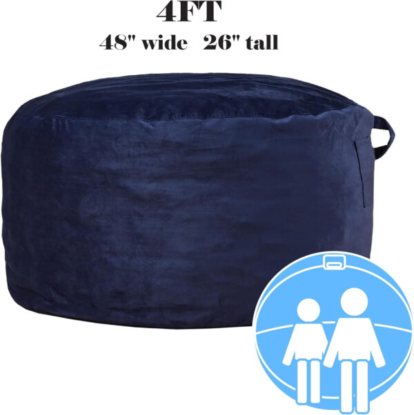 6887e1c12f4022f4add78c4579b47d90ff08efb7adf03707929b4.jpg Codi Bean Bag Chair with Filler Included, 4 FT - Comfy Large Beanbag Chairs for Adults - Machine Washable and Soft Mink Bonded Cover - Charcoal Grey, 4ft
