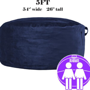 6887e1c643fcf915473ab41a6698f2939ed0a62530a661a574569.jpg Codi Bean Bag Chair with Filler Included, 4 FT - Comfy Large Beanbag Chairs for Adults - Machine Washable and Soft Mink Bonded Cover - Charcoal Grey, 4ft