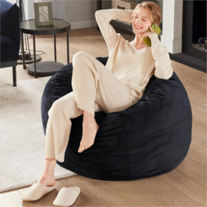 6887e1d330e77954b194de52002609fdfb659e943936d9ba84045.jpg Codi Bean Bag Chair with Filler Included, 4 FT - Comfy Large Beanbag Chairs for Adults - Machine Washable and Soft Mink Bonded Cover - Charcoal Grey, 4ft