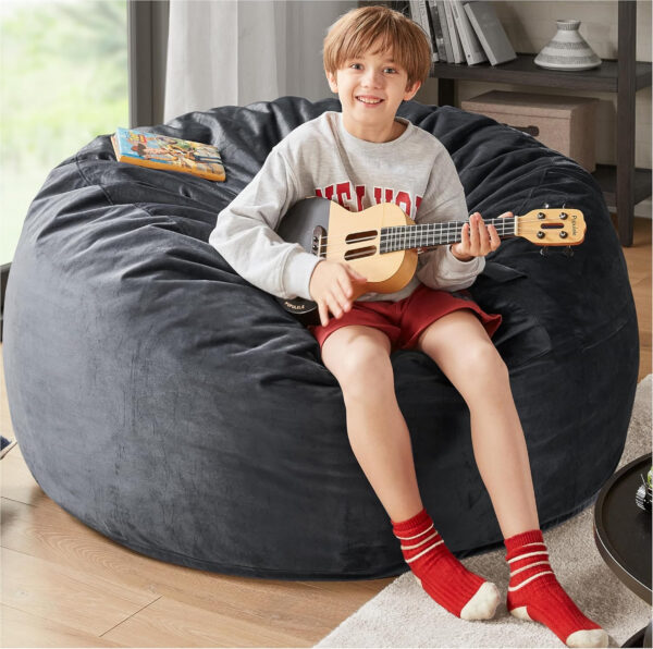 6887e1d49eb21d7cfaf1684f9e3df840defe11e7dcd46fdd74cea.jpg Codi Bean Bag Chair with Filler Included, 4 FT - Comfy Large Beanbag Chairs for Adults - Machine Washable and Soft Mink Bonded Cover - Charcoal Grey, 4ft