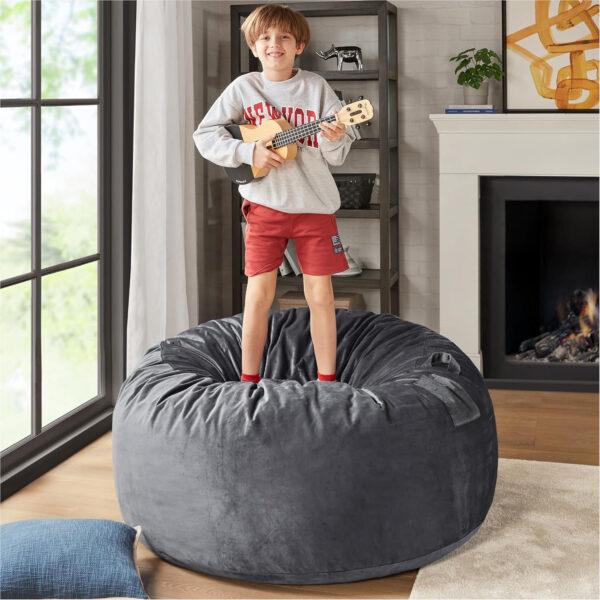 6887e1d957fd2a42080799ddb21c5d8e48d2b193db653d59b2c10.jpg Codi Bean Bag Chair with Filler Included, 4 FT - Comfy Large Beanbag Chairs for Adults - Machine Washable and Soft Mink Bonded Cover - Charcoal Grey, 4ft
