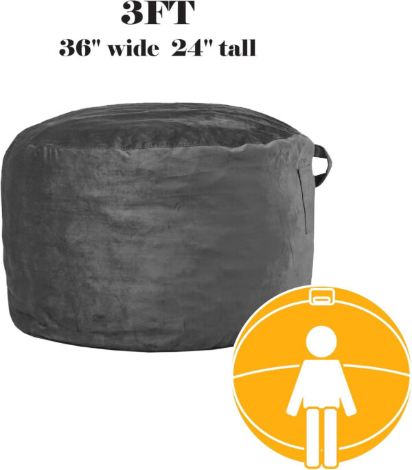 6887e1dc6441e2d0a0304454dfa8a25eb23fea34b0aa7a226c7bd.jpg Codi Bean Bag Chair with Filler Included, 4 FT - Comfy Large Beanbag Chairs for Adults - Machine Washable and Soft Mink Bonded Cover - Charcoal Grey, 4ft