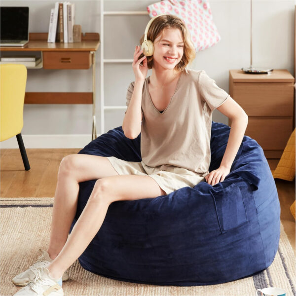 6887e1e12d9cef5df5f2de57926f63625ae33af5bc3eb355a9f7a.jpg Codi Bean Bag Chair with Filler Included, 4 FT - Comfy Large Beanbag Chairs for Adults - Machine Washable and Soft Mink Bonded Cover - Charcoal Grey, 4ft
