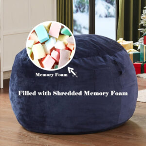 6887e1e5a1c9e109414ce0d4c043fc67ef64927b34dc141df025e.jpg Codi Bean Bag Chair with Filler Included, 4 FT - Comfy Large Beanbag Chairs for Adults - Machine Washable and Soft Mink Bonded Cover - Charcoal Grey, 4ft
