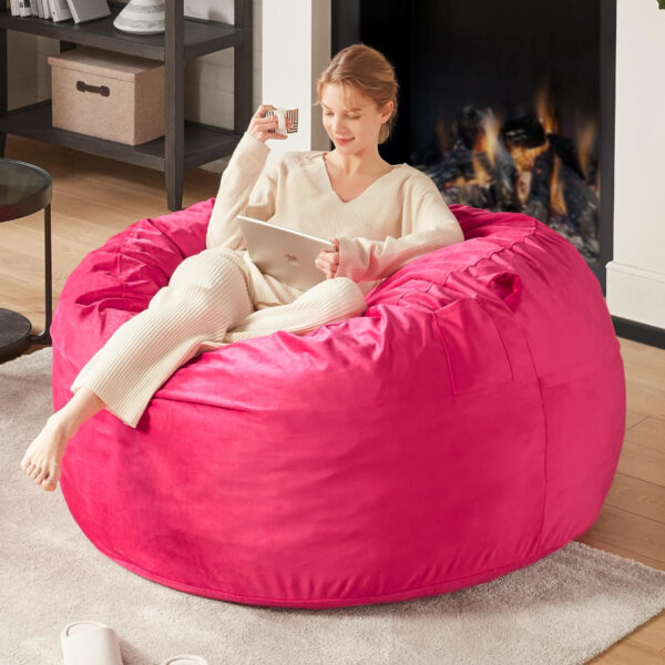 6887e1f27efdda478c87a0e4d6291837d6deb93ca445b20cf4cc0.jpg Codi Bean Bag Chair with Filler Included, 4 FT - Comfy Large Beanbag Chairs for Adults - Machine Washable and Soft Mink Bonded Cover - Charcoal Grey, 4ft