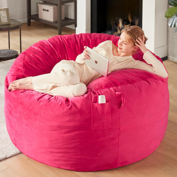 6887e1f3e13ece2023344480753e3a208fffb258231c347ae3fc9.jpg Codi Bean Bag Chair with Filler Included, 4 FT - Comfy Large Beanbag Chairs for Adults - Machine Washable and Soft Mink Bonded Cover - Charcoal Grey, 4ft