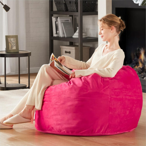 6887e1fc2060bba5197afe4923f34973bf01b66495c45152b2964.jpg Codi Bean Bag Chair with Filler Included, 4 FT - Comfy Large Beanbag Chairs for Adults - Machine Washable and Soft Mink Bonded Cover - Charcoal Grey, 4ft