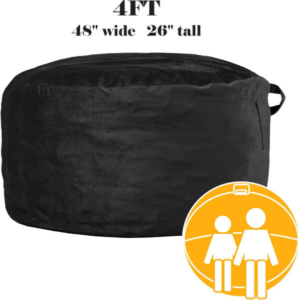 6887e203575ae4ffff0e8805a6b74c416669506985009afdf1444.jpg Codi Bean Bag Chair with Filler Included, 4 FT - Comfy Large Beanbag Chairs for Adults - Machine Washable and Soft Mink Bonded Cover - Charcoal Grey, 4ft