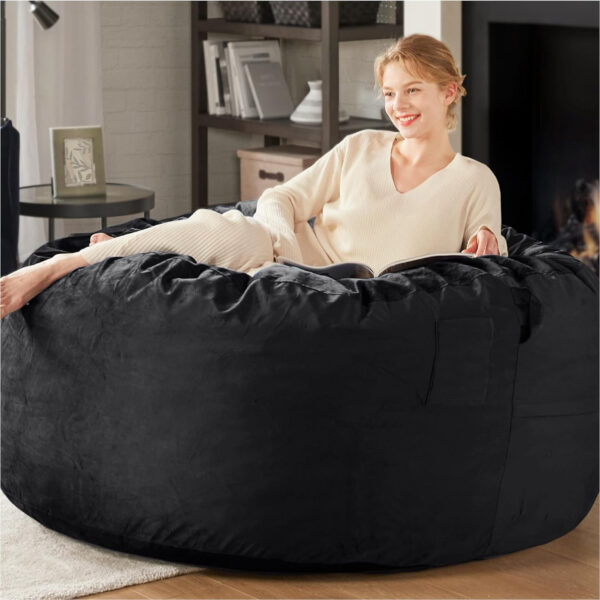 6887e204d7a2b163c9516c9d528130da7642bfa5d04308588bad9.jpg Codi Bean Bag Chair with Filler Included, 4 FT - Comfy Large Beanbag Chairs for Adults - Machine Washable and Soft Mink Bonded Cover - Charcoal Grey, 4ft