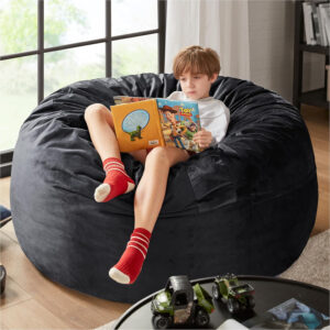 6887e207b0e700c5cacdc34b62fe913f15087609338064d8032af.jpg Codi Bean Bag Chair with Filler Included, 4 FT - Comfy Large Beanbag Chairs for Adults - Machine Washable and Soft Mink Bonded Cover - Charcoal Grey, 4ft
