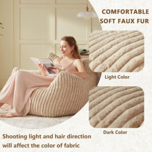Giant Bean Bag Chairs for Adults Teens, Large Bean Bag Sofa Chairs with Filling Comfy Fuzzy BeanBag Chair with Armrests for Bedroom Living Room Reading