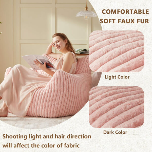 Giant Bean Bag Chairs for Adults Teens, Large Bean Bag Sofa Chairs with Filling Comfy Fuzzy BeanBag Chair with Armrests for Bedroom Living Room Reading